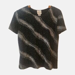 Vtg Bentley 90's Y2K Raver Party Glitter Top Stardust Swirl Club Wear Women's S